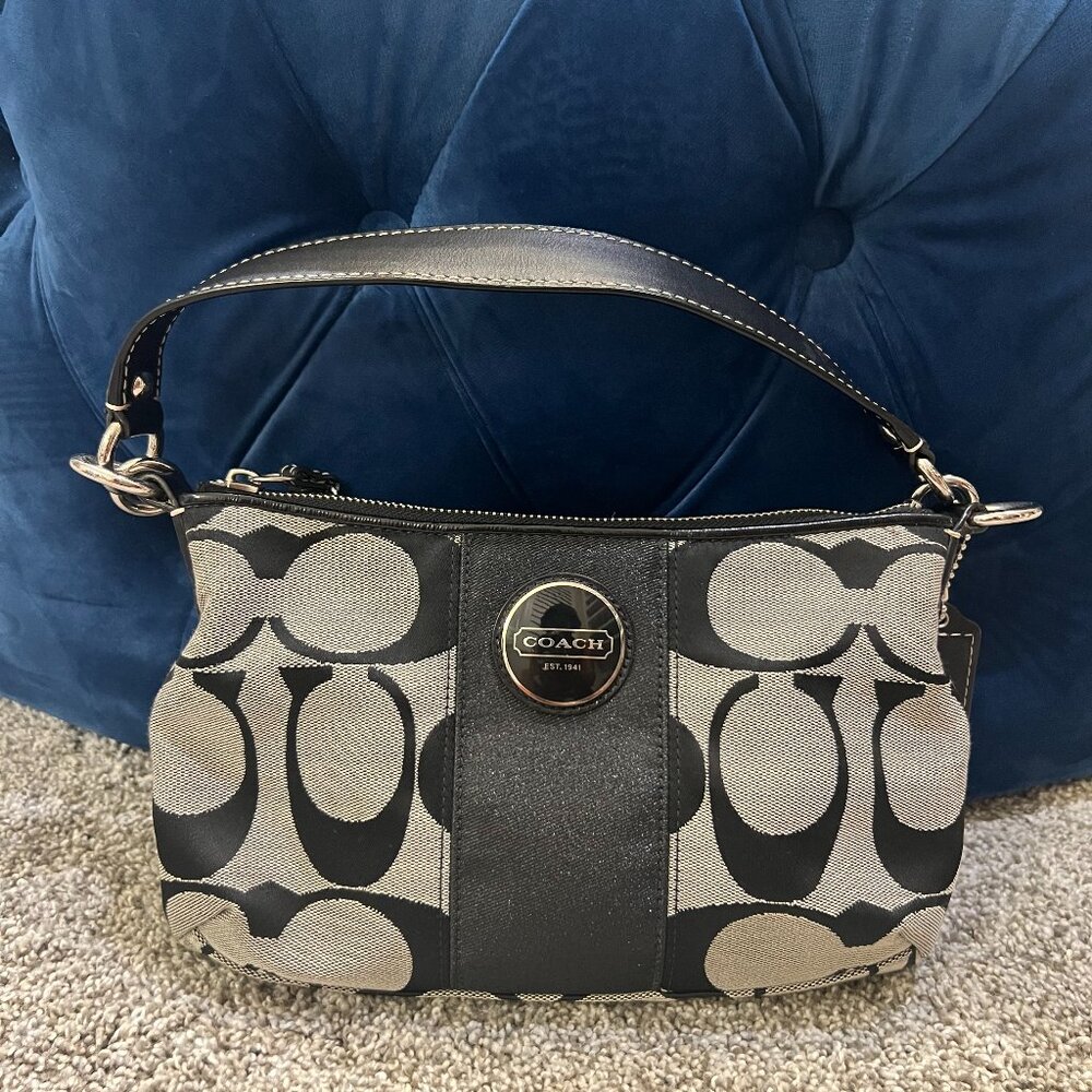 COACH Signature Stripe Demi Crossbody 1941 Navy Jacquard - Authentic